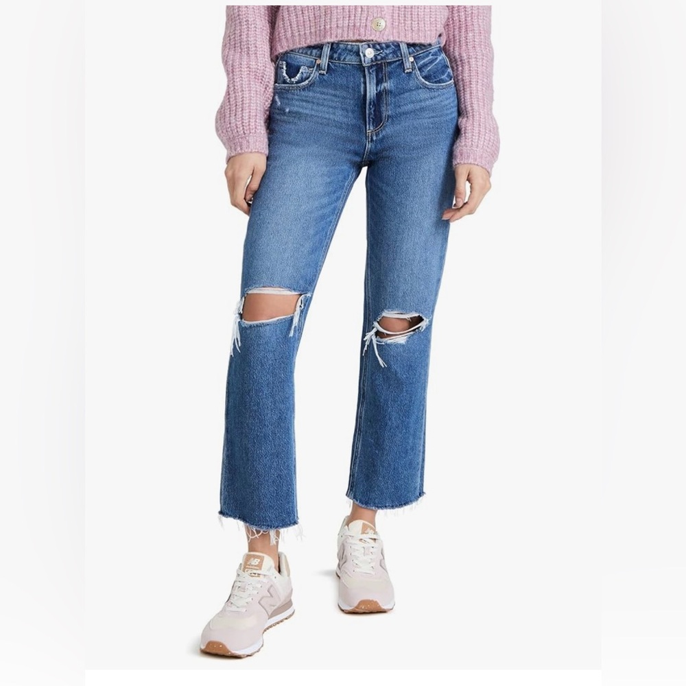 PAIGE Noella Mid Rise Relaxed Straight Leg in Sledge Destructed